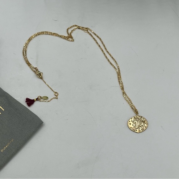 Shashi Magical Pegasus Coin Charm 18K Gold Plated Long Necklace USA Made - Picture 13 of 13